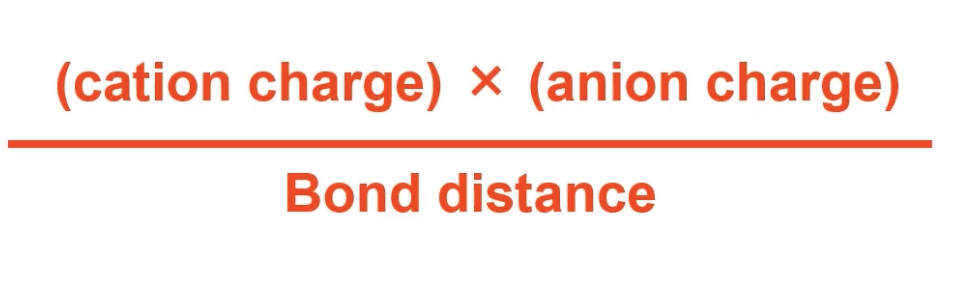 <p>energy required to completely separate an ionic compounds cations from its anions</p><p></p><p></p><p>bigger charges = larger ___ energy</p><p>shorter bond distance = larger ___ energy</p>