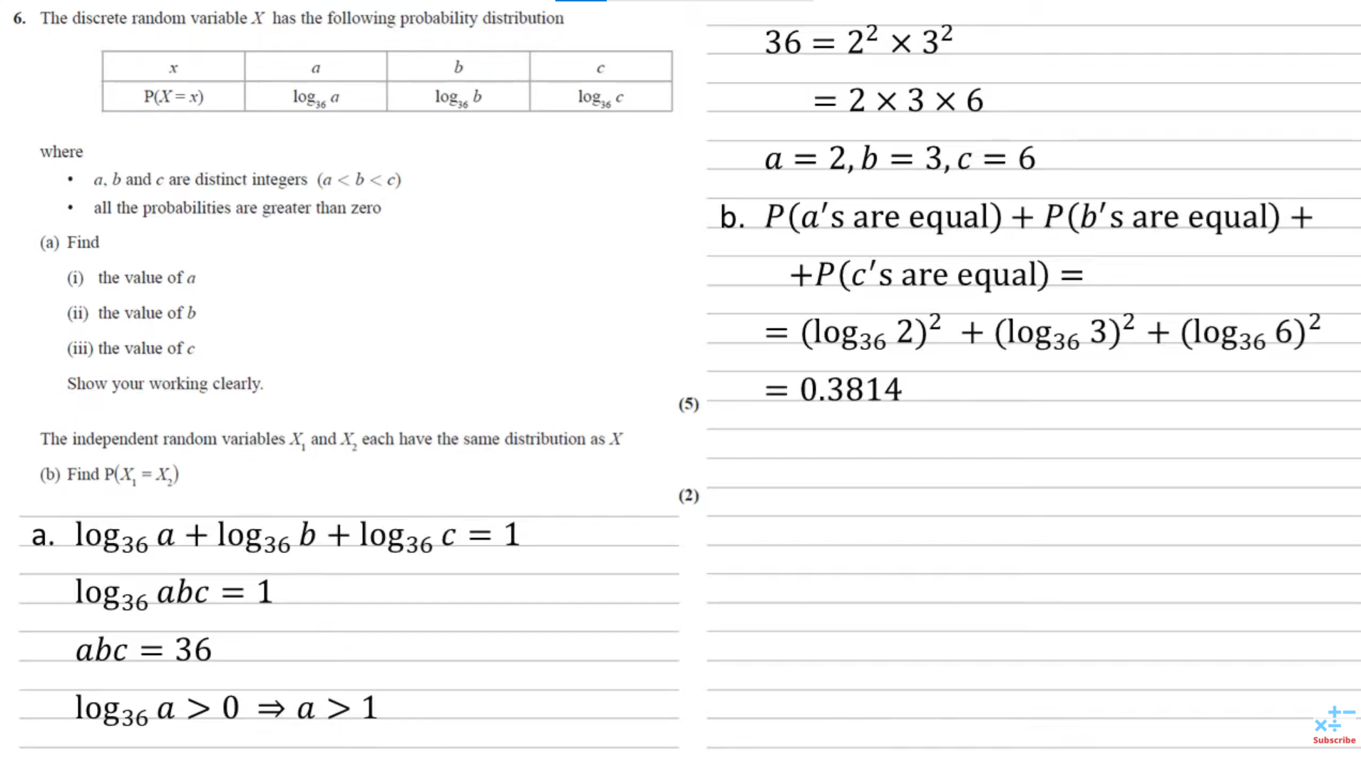 <p>he squared them, because he was using the independent formula. u can do this</p><p>and cuz the only way for this to work are:</p><p>X<sub>1</sub>&nbsp;= a, and X<sub>2</sub>&nbsp;= a (and so on and so forth) u can use the independent equation</p>