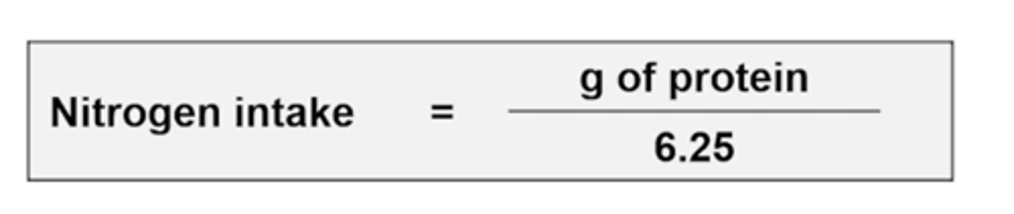 <p>1 g nitrogen = 6.25 g protein</p>