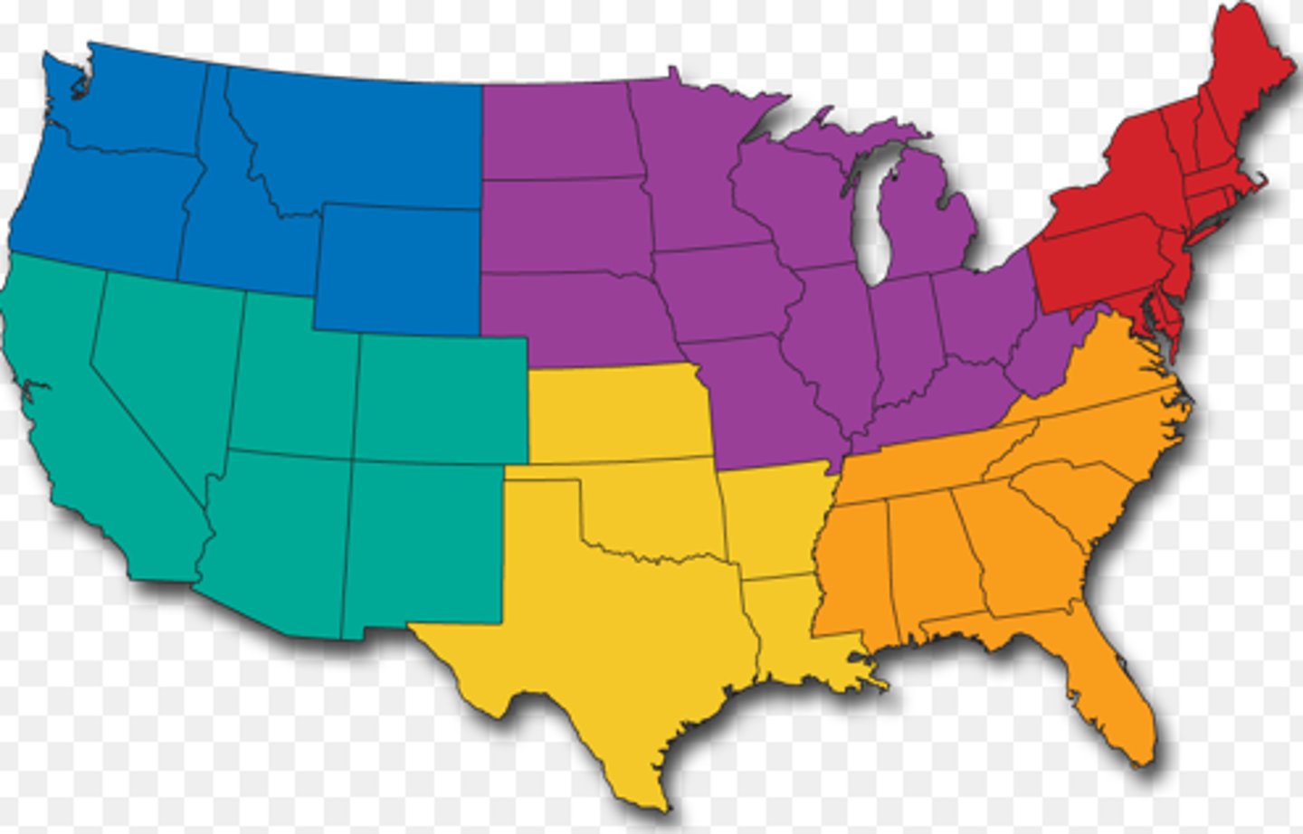 <p>area where everyone shares one or more distinctive characteristics (ex: a state, a climate zone)</p>