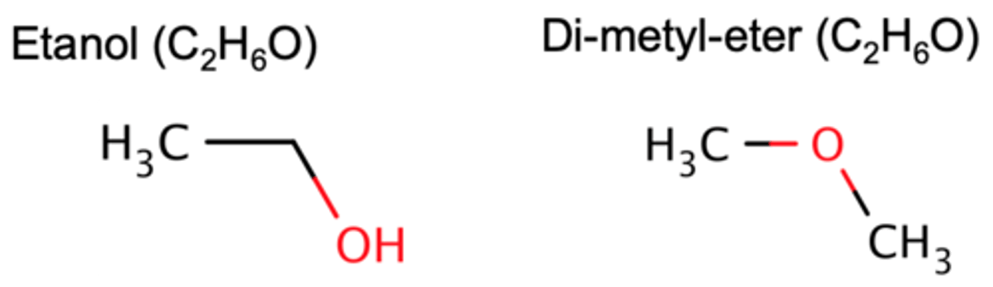 <p>- Föreningar med samma formel</p><p>- Har olika sammanbundna atomer</p><p>- Olika egenskaper</p>