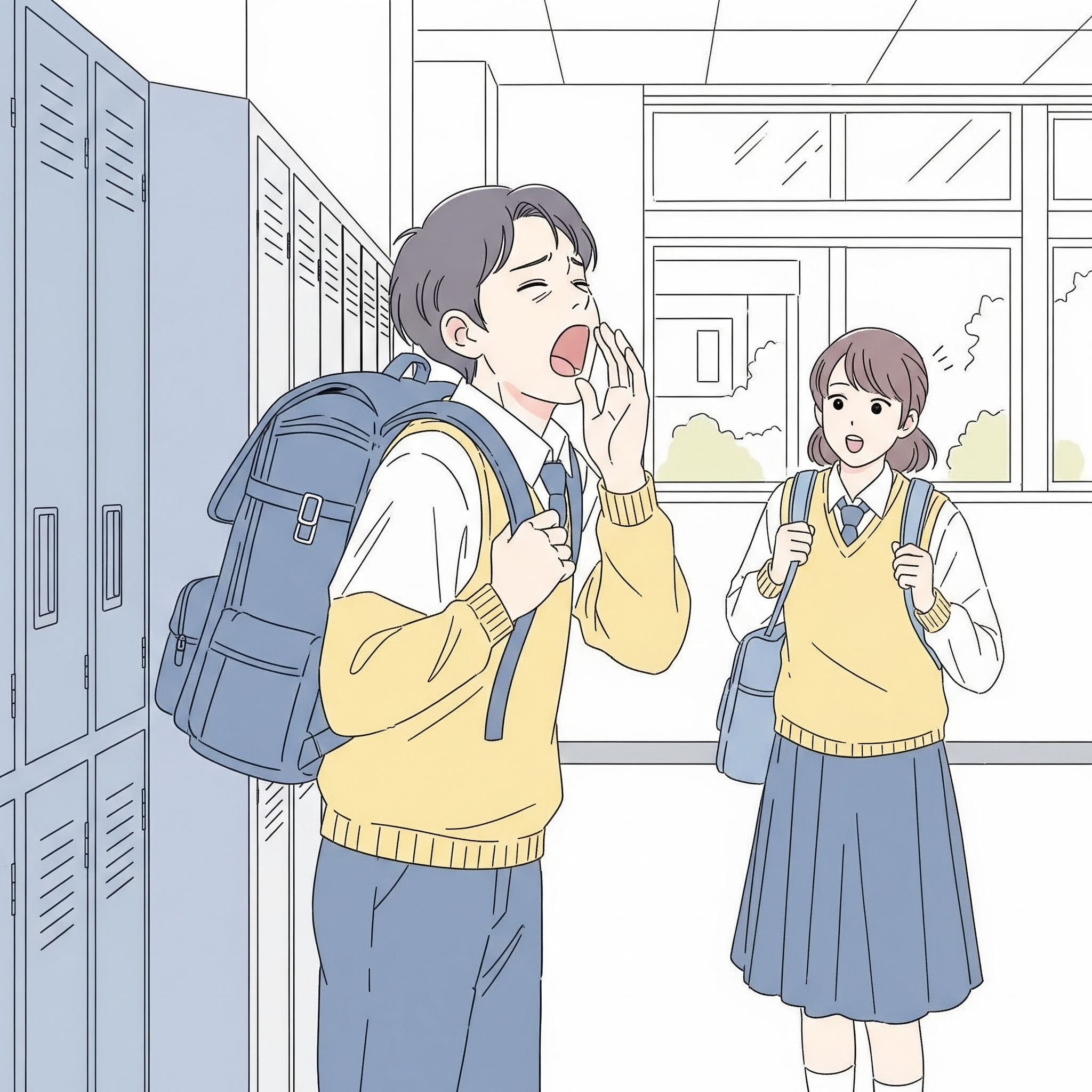 <p>You see your friend at school with a big backpack, and they keep yawning. No one said anything, but you believe they stayed up late studying for a test. That's when you <code>????</code> they're tired.</p>