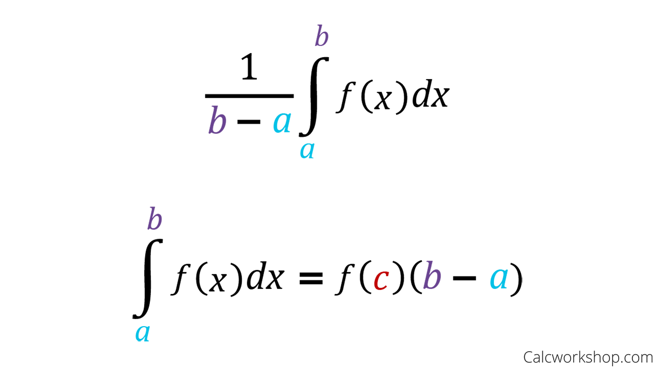 for a continuous function over a closed interval, there is a value c such that f(c) equals the average value of the function