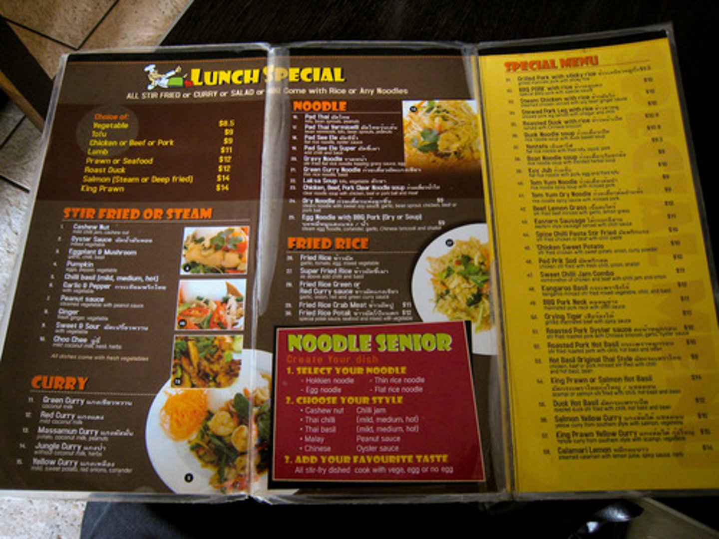 <p>the menu</p>