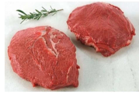 <p>Name: Beef cheeks<br>Primal: Head</p><p>Features: fleshy smallish meat with thick layers of connective tissue, with and without papillae</p>