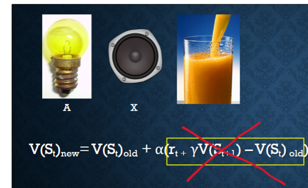 <p>if the signal/ cue is a prediction error, then the RPE portion of the alrogithm is deleted. why?</p>