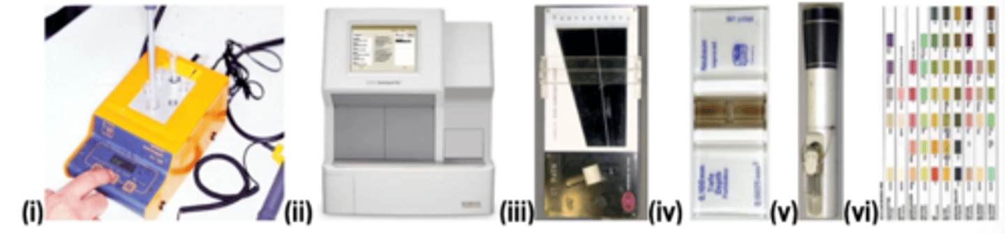 <p>Which of the laboratory equipment illustrated in Plate 2 is (are) most useful in routine</p><p>hemostasis?</p><p>a. (i)</p><p>b. (ii)</p><p>c. (iii) and (vi)</p><p>d. (iv)</p><p>e. (v)</p>