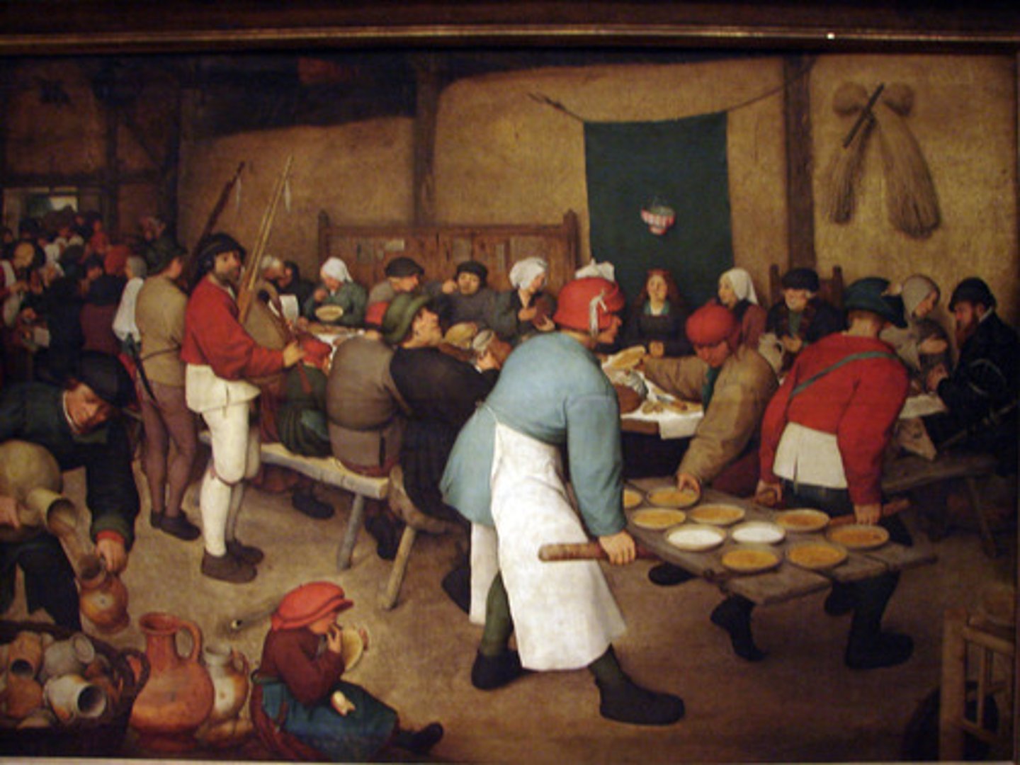 <p>Scroll down to check your work</p><p>Know the Artist, Title, and Why it symbolizes Renaissance art</p><p>Artist: Pieter Bruegel the Elder</p><p>Title: Peasant Wedding</p><p>Why this painting symbolizes renaissance art: This work symbolizes to Northern renaissance tendency to focus on the lives of Peasants, in stark contrast to the Northern Italian renaissance where only wealthy people were depicted.</p>