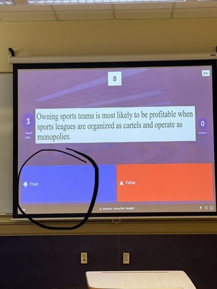 <p>Owning sports teams is most likely to be profitable when sports leagues are organized as cartels and operate as monopolies.</p>