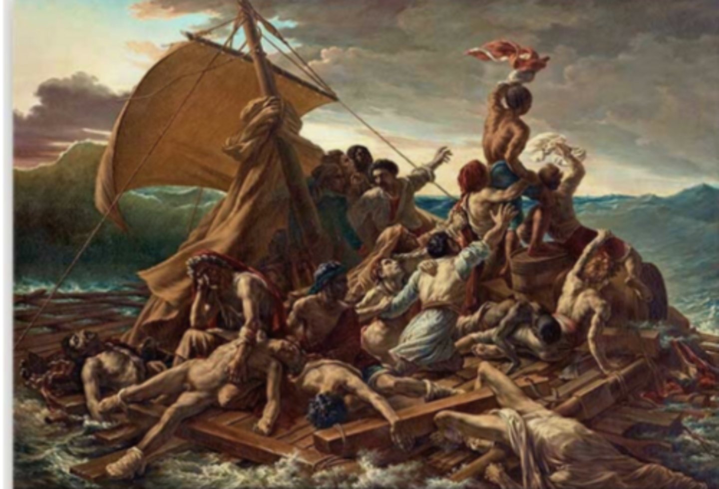 <p>Romanticism</p><p>Presented at the salon in 1819</p><p>Present in the moment of war</p><p>The Louvre in Paris</p><p>He isn't painting bodies, he's painting corpses</p><p>- The ones that got put into a raft were for the higher ups; the lower class got thrown over</p>