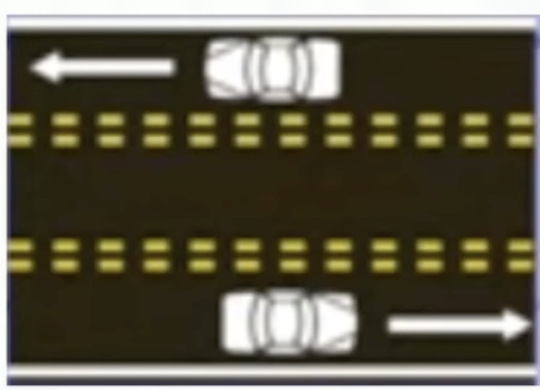 <p>If you drive on this road, the middle lane is: </p><p>A. A reversible lane</p><p>B. A lane to pass</p><p>C. For emergency vehicles only</p>