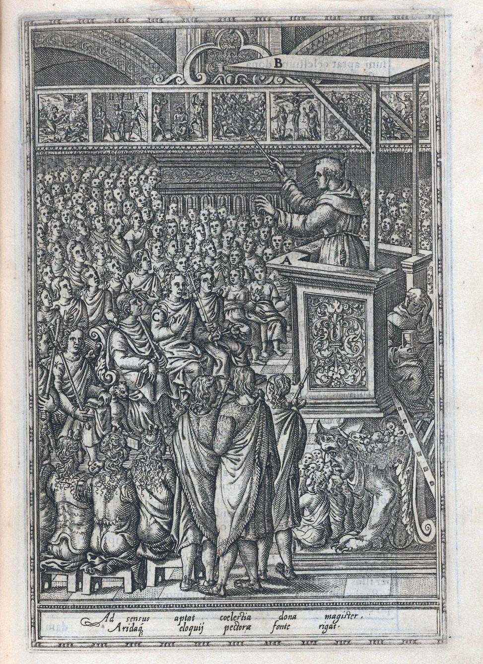 <p>fray pedro de gante preaching to the indians 1579.</p>