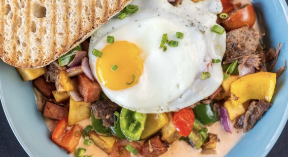<ol start="2"><li><p>Brekkie: Corned Beef Hash* $16</p></li></ol><p></p>