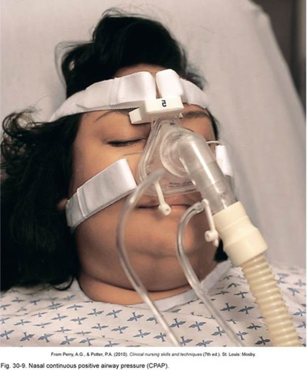 <p>A method of ventilation used primarily in the treatment of critically ill patients with respiratory distress; can prevent the need for endotracheal intubation.</p>