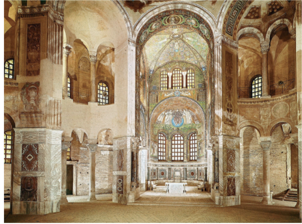 <p>Built around 550 CE in Ravenna, Italy. Famous for its Byzantine mosaics of Emperor Justinian and Empress Theodora and its unique octagonal central plan.</p>