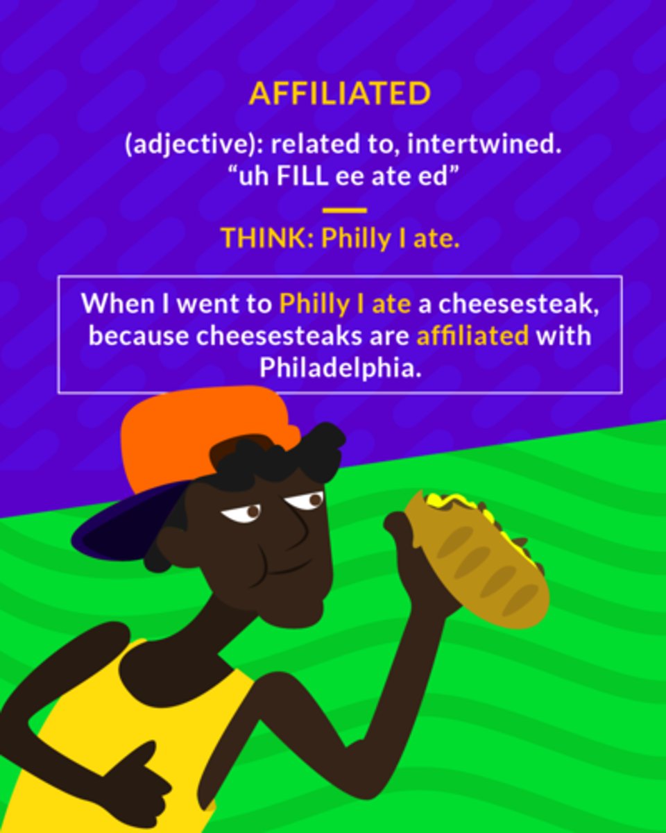 <p>(adj., part.) associated, connected</p>