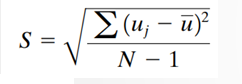 <p>is a measure of the spread of the individual speeds. It is estimated as</p>
