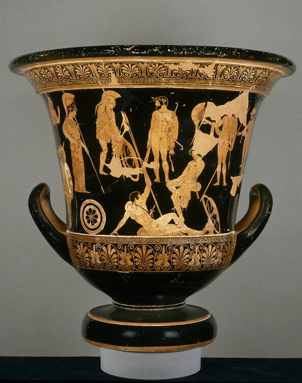 <p><strong>Niobides Krater</strong></p><p>Niobi Painter</p><p>Greece</p><p>460-450 BCE</p><p>Clay, red figure technique</p>