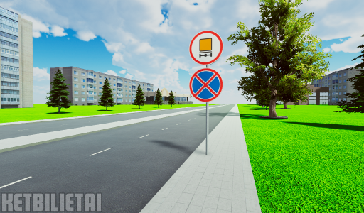 <p>Which vehicles are prohibited from stopping after these road signs?</p>
