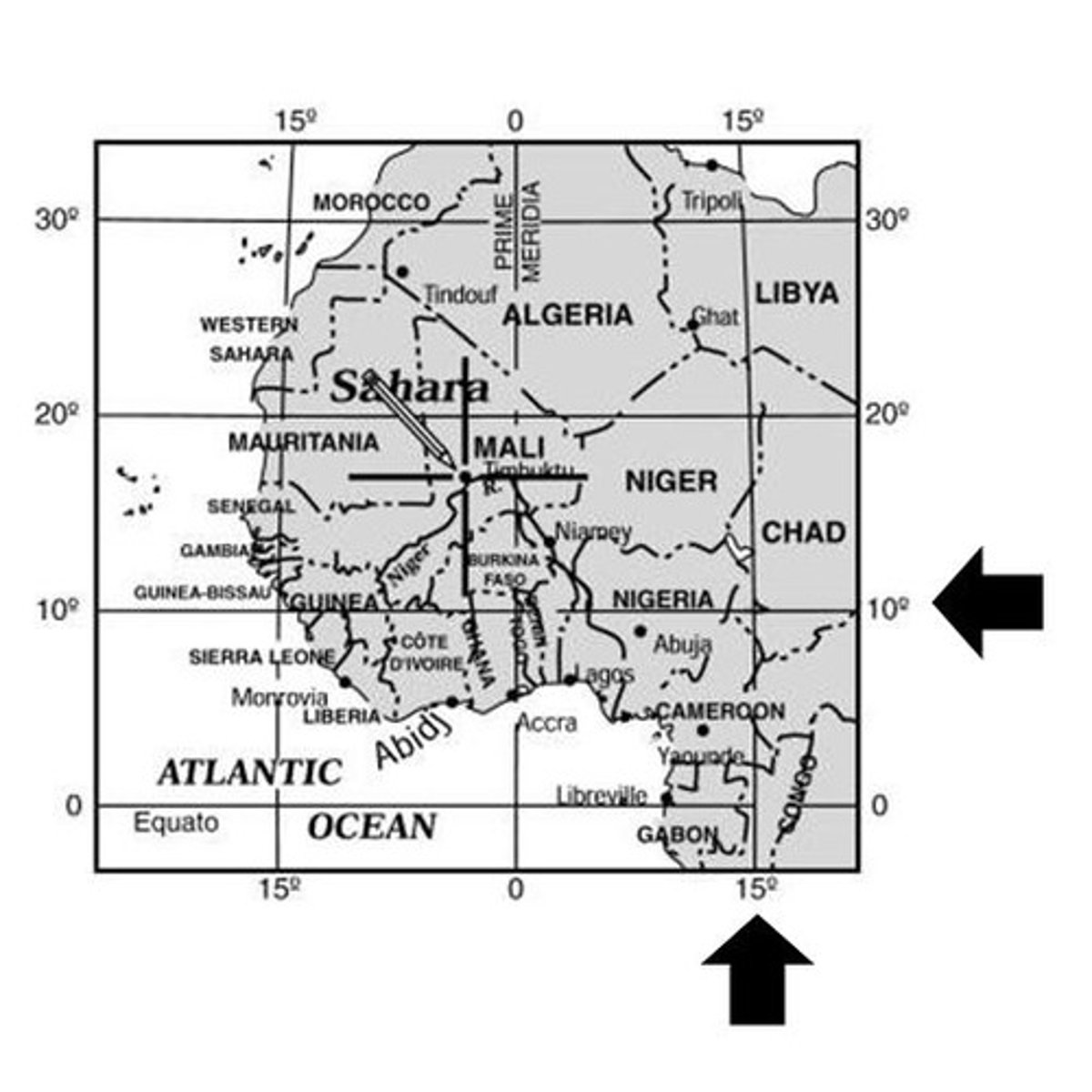 <p>lines that make rows and columns, dividing the map into spaces; often, latitude and longitude are used to create the grid on a map</p>
