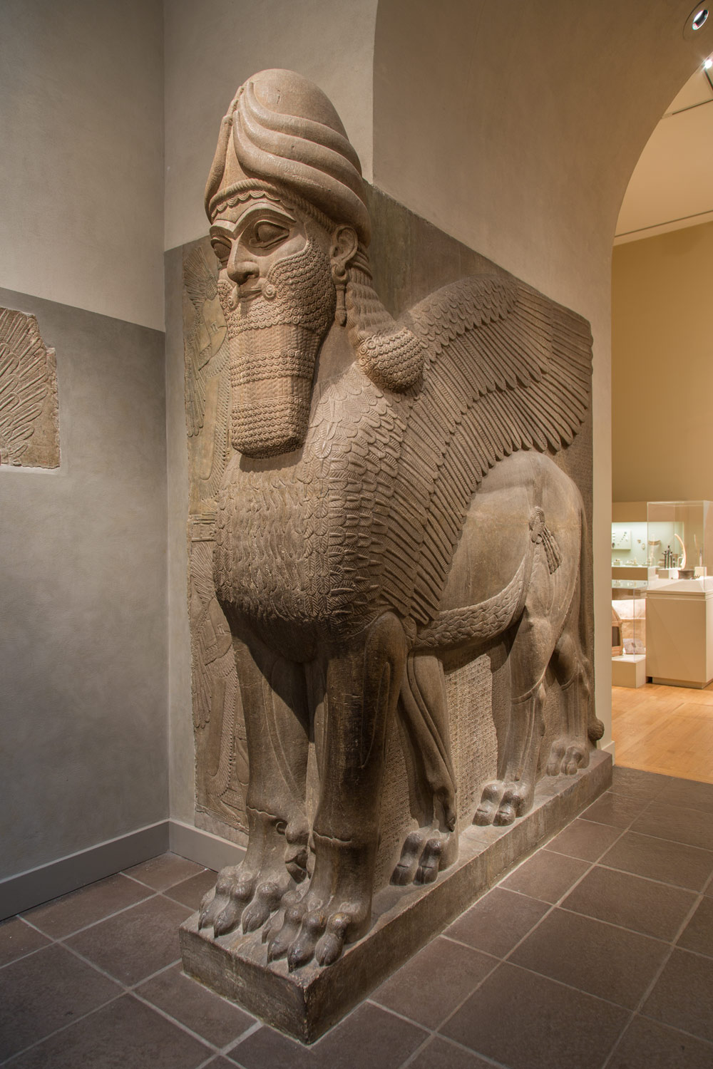 <p><strong>Lamassu</strong></p><p>Neo-Assyrian</p><p>Khorsabad, Iraq</p><p>720-705 BCE</p><p>Alabaster</p>
