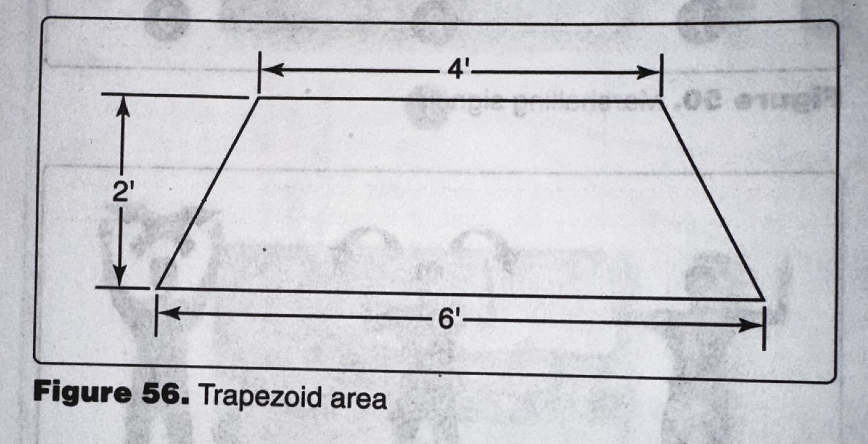 <p>(Refer to Figure 56.) Compute the area of the trapezoid</p>
