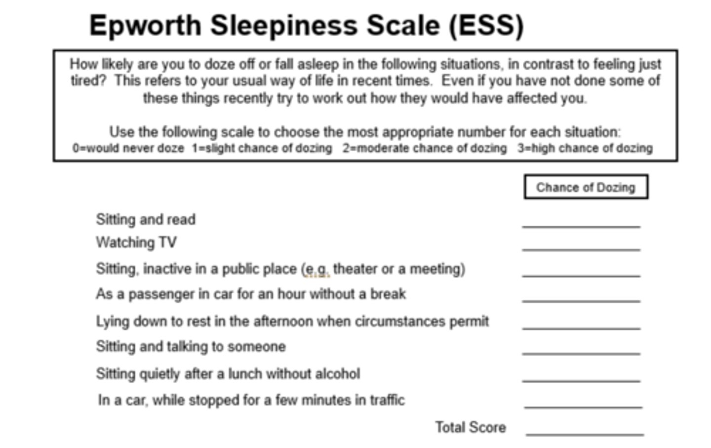 <p>To assess daytime sleepiness in patients suspected of having a sleep disorder.</p>