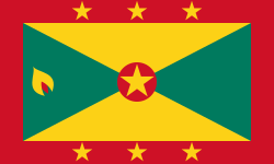 <p>Green = the islands' vegetation and agriculture.</p><p>Yellow = the sun and the warmth and wisdom of the people.</p><p>Red = harmony, unity, courage, and vitality.</p><p>Yellow stars on the red border = the country's parishes.</p><p>Yellow star on the red disc = its two sister islands, Carriacou and Petite Martinique which are counted as the country’s seventh parish. </p><p>Symbol of a nutmeg = one of the primary agricultural exports of the islands.</p>