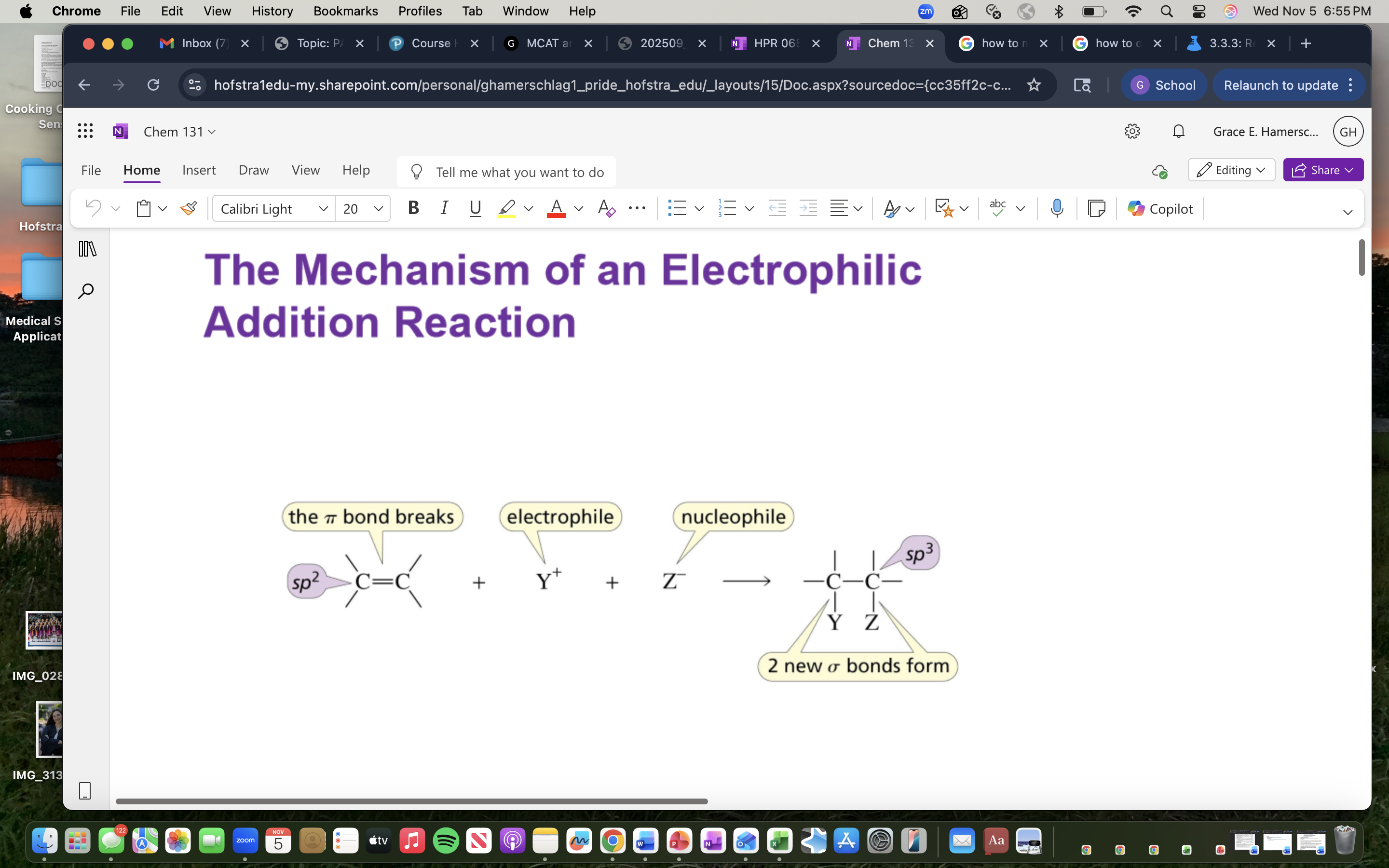 <p>A reaction where an electrophile reacts with a nucleophile to form a product, typically involving the addition of a hydrogen halide.</p><ul><li><p>reagent will often com in the form of a HCl or acid that ionizes easily</p></li></ul><p></p>