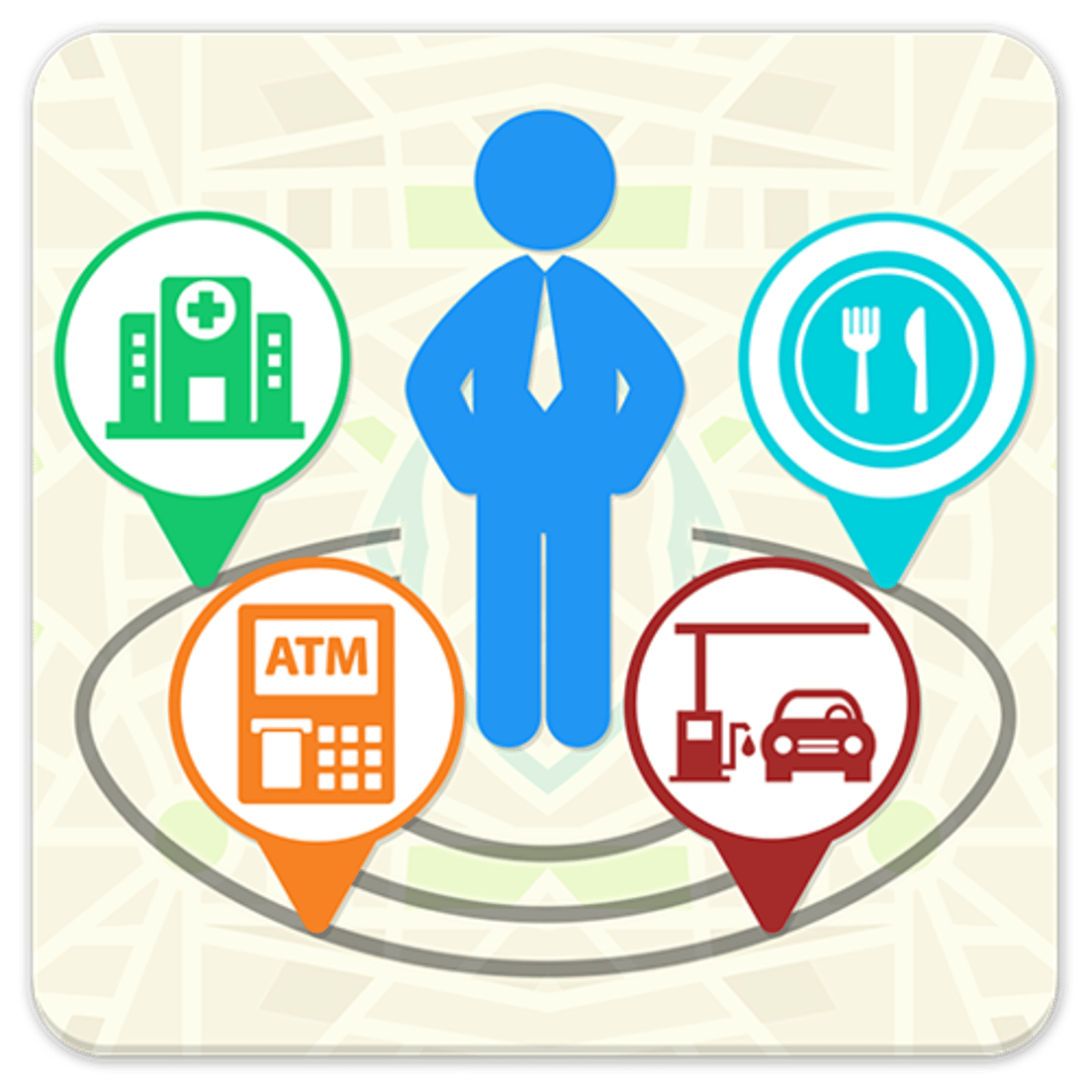 <p>nearby, vicinity</p>