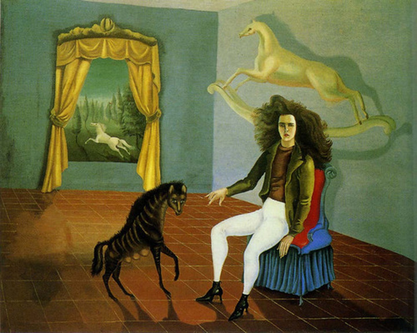 <p>This Surrealist self-portrait uses dream imagery and symbolic animals to explore identity and imagination.</p>