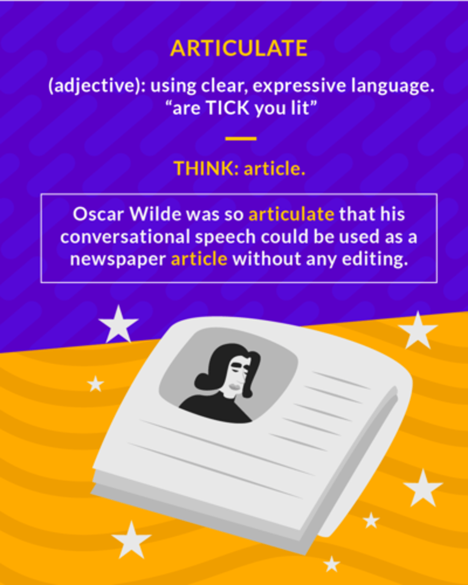 <p>(adj.) able to use language effectively; expressed clearly and forcefully</p><p>(adj.) <span>able to express ideas clearly</span></p>