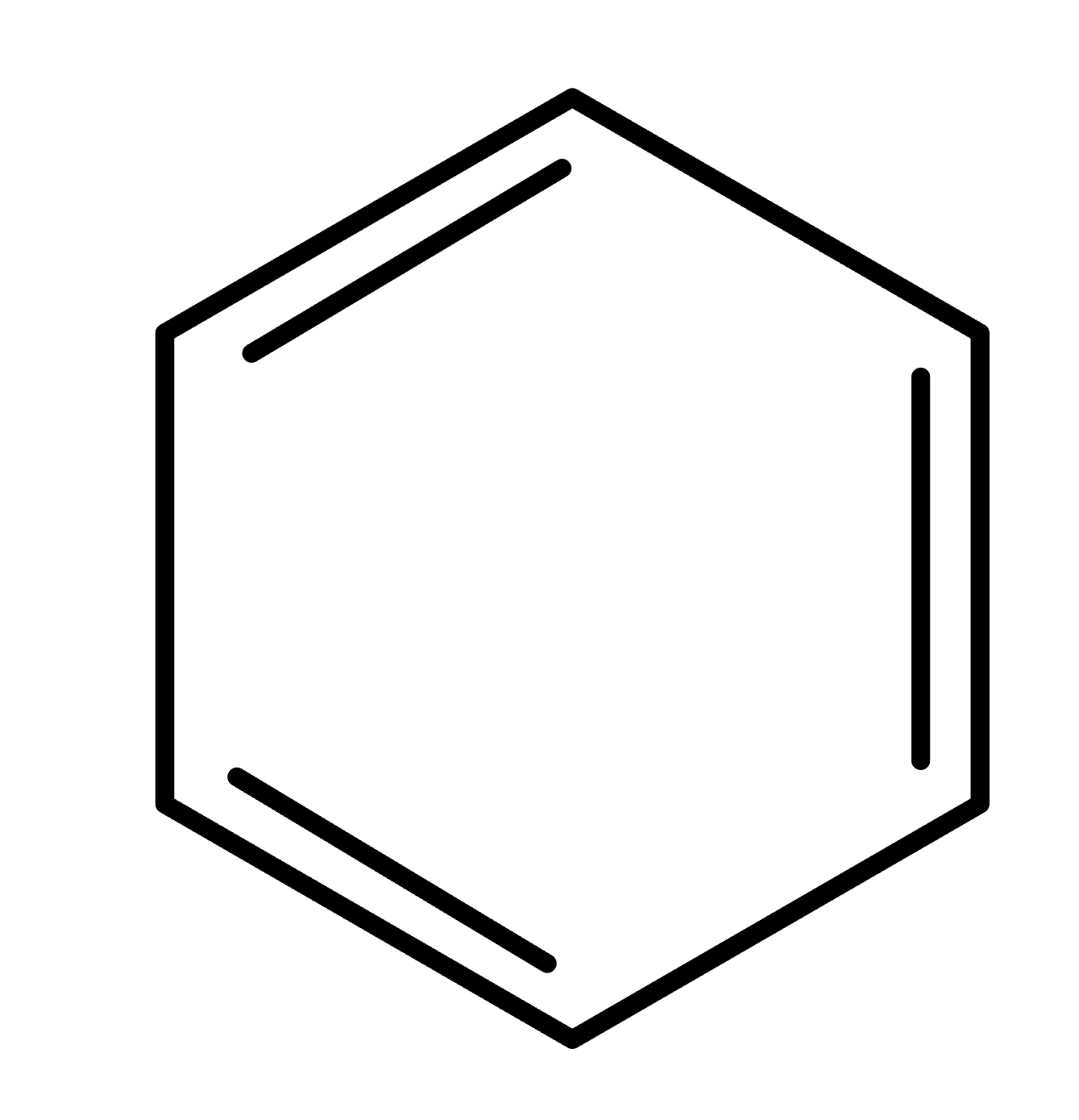 <p>ring w alternating double and single bonds</p>
