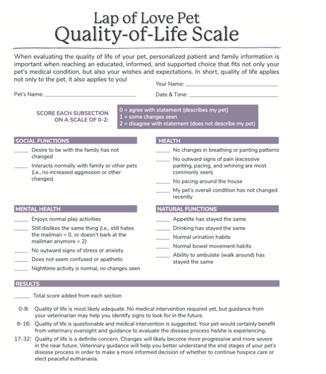 <ul><li><p>assessing welfare (lecture 6)</p></li><li><p>need to consider mental and physical well being</p></li><li><p>how long will they be in this current state (acute or chronic)</p></li><li><p>what will happen if caretaker does not adhere to instructions</p></li><li><p>scales may be provided to pet owners to help with decision making</p></li><li><p>these scales not typically used in shelters, however, do follow decision making protocols as outlined by shelter SOPs</p></li></ul>