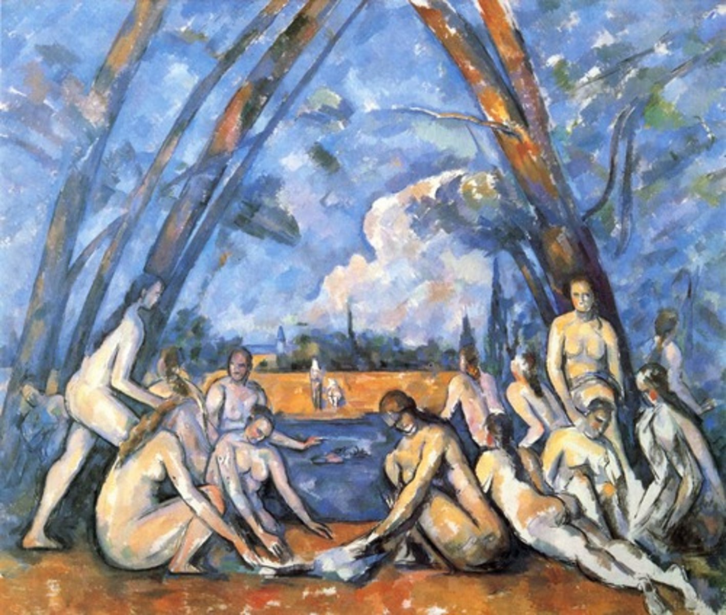 <p>French postimpressionist painter who influenced modern art (especially cubism) by stressing the structural components hidden in nature (The Bathers)</p><p>3 multiple choice options</p>