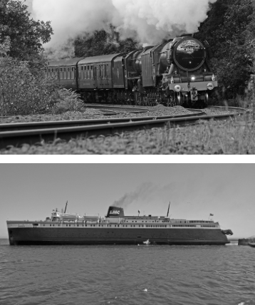 <p>Which of the following changes in global economic patterns occurred because of the innovations depicted in the two images?</p>