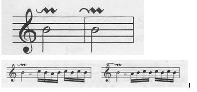 a trill performed with an added beginning from above or below