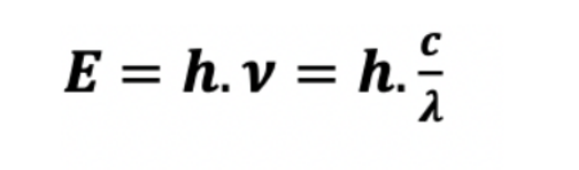 <p>plus un rayonnement a une fréquence élevée et donc une longueur d’onde faible plus il est énergétique.</p><p><span>ν →fréquence du rayonnement en Hertz</span></p><p><span>h → constante de Plank : 6,66×10<sup>-34</sup> J.s</span></p><p><span>c → vitesse de la lumière : 2,998 ×10<sup>8</sup> m.s<sup>-1</sup></span></p>