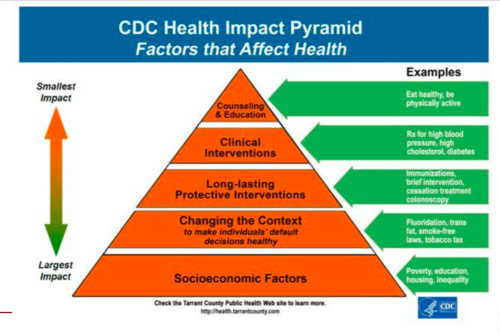 <p><span>As individual effort increases, the impact on population health decreases (Socioeconomic factors at base )</span></p>