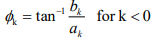 <p>tan^-1(bk/ak)</p>