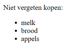 <p><span>ongeordende lijst van gelijkaardige items (ook gebruikt voor menu's)</span></p>
