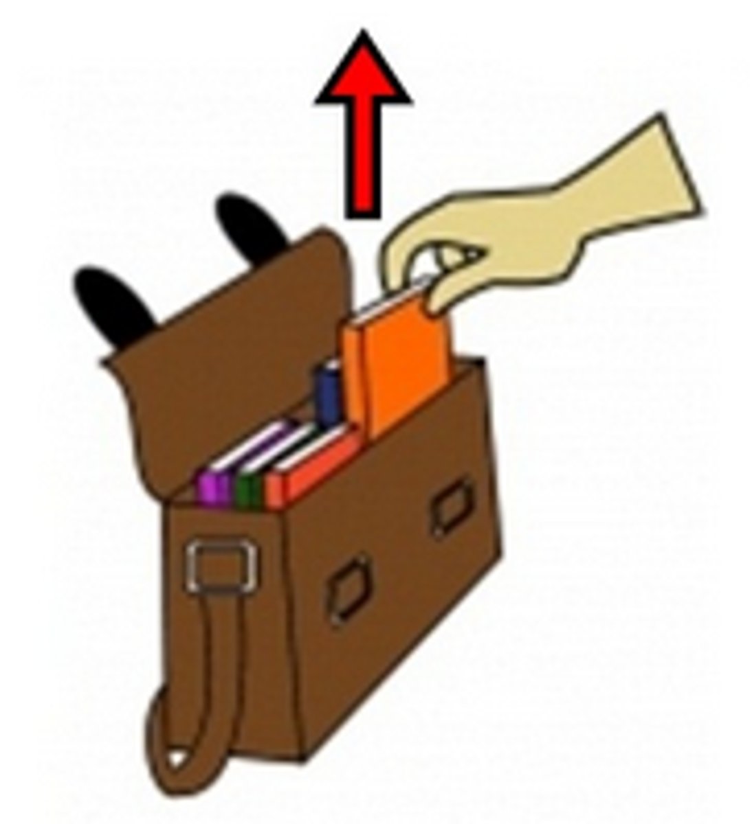 <p>he/she takes out</p>