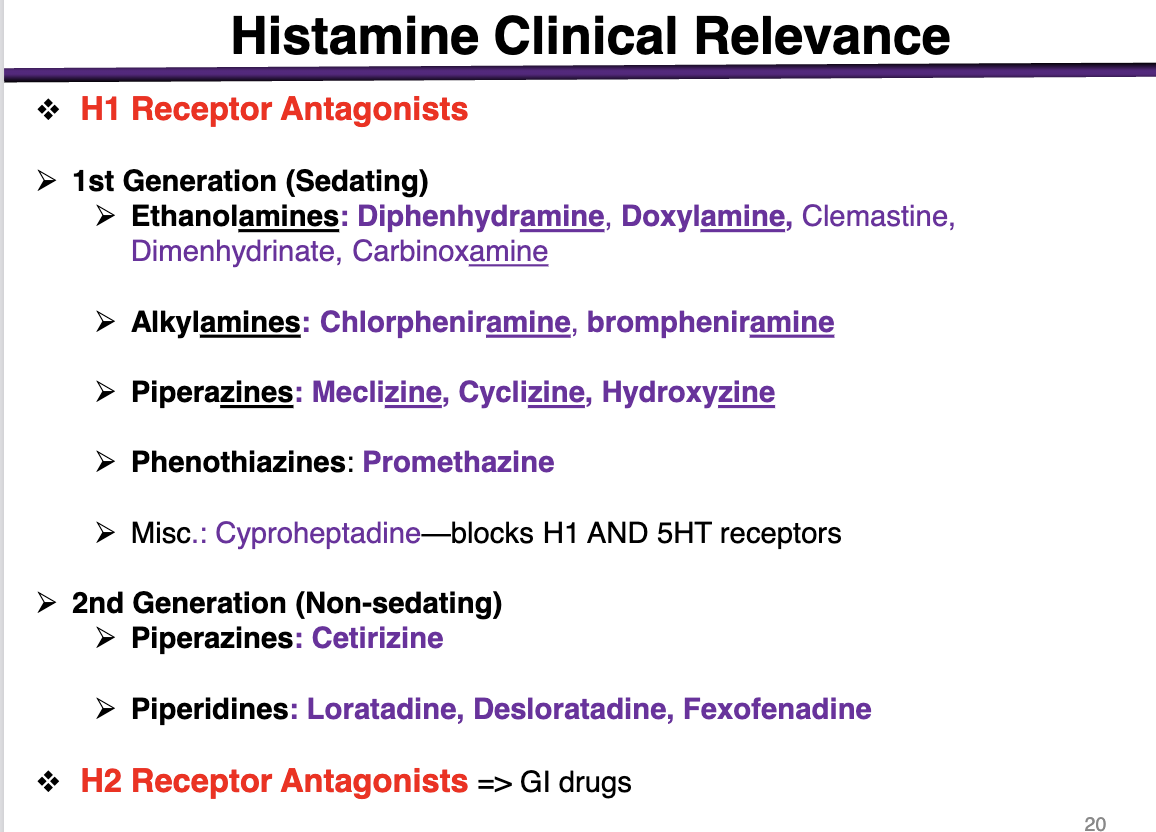 <p>sedating</p><p>These cross the BBB and get into the brain</p><p>*exception is alkylamines; minimal sedation alongside 2nd gen</p>
