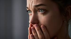 <p>She cries</p><p>She is crying because she is sad</p>