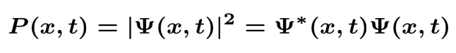 <p>probability density for finding a particle at position x at time t</p>