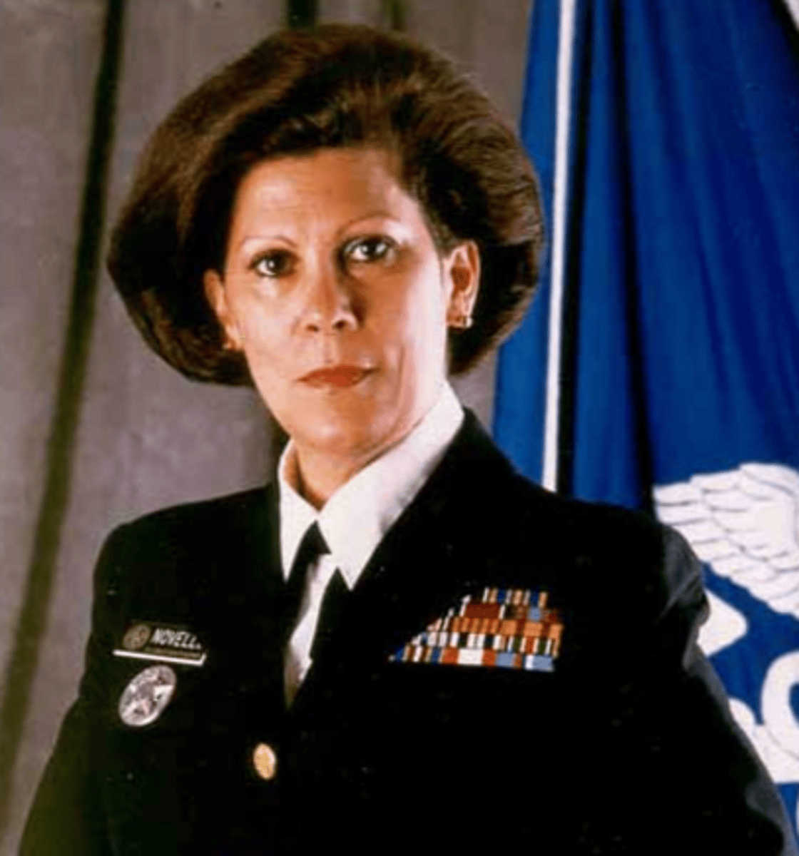<p>1st Hispanic & 1st Woman appointed as surgeon general, left in 1993</p>