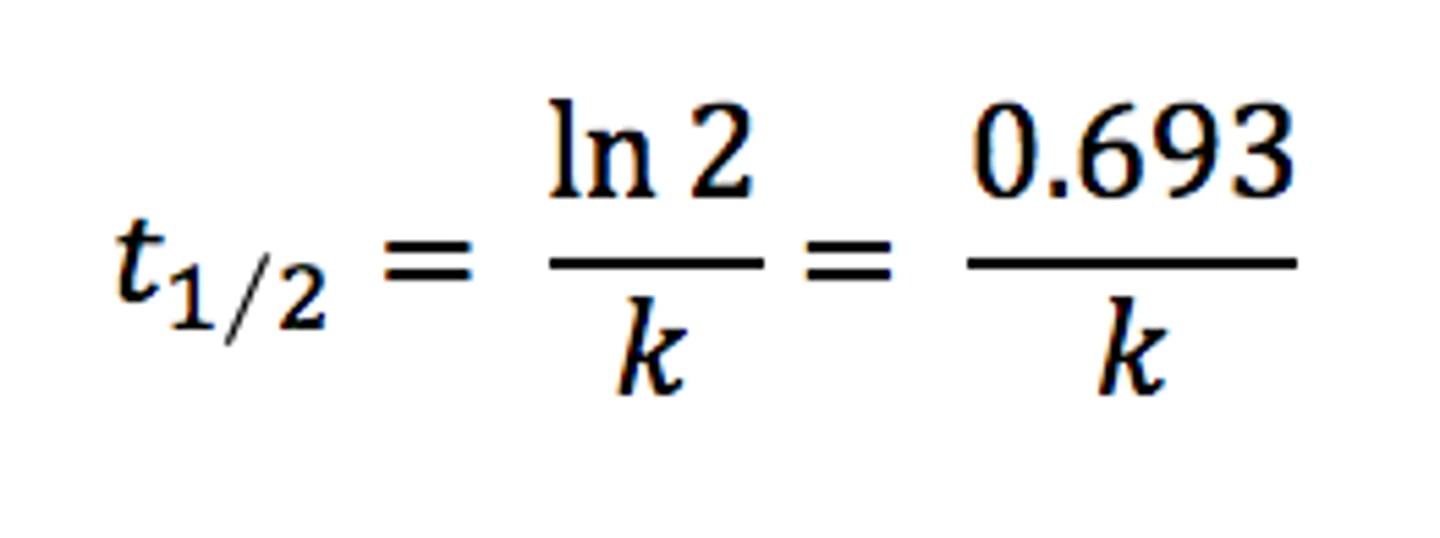 <p>T₁/₂ = ln2/λ</p><p>k = wavelength</p>