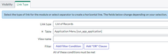 <p>Visibility: set a list of roles who will see this module on their menu.</p><p>Link type: set type of link and associated settings</p>