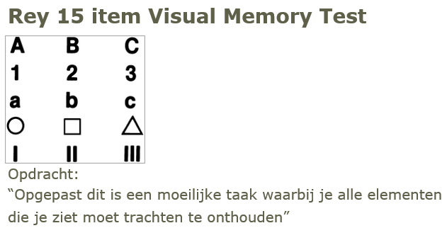 <p>Malignering: eigen symptomen overdrijven</p><ul><li><p><em>vb. om straf te ontlopen</em></p></li></ul><p>Opsporing door geheugentaak: Rey 15 item Visual Memory Test</p><ul><li><p>“moeilijke taak”</p></li><li><p>onderpresteren opsporen</p></li><li><p>mensen met hersenletsels doen het nog goed</p></li><li><p>mensen die lager dan 8 scoren = aanwijzing voor malignering</p></li></ul><p></p>