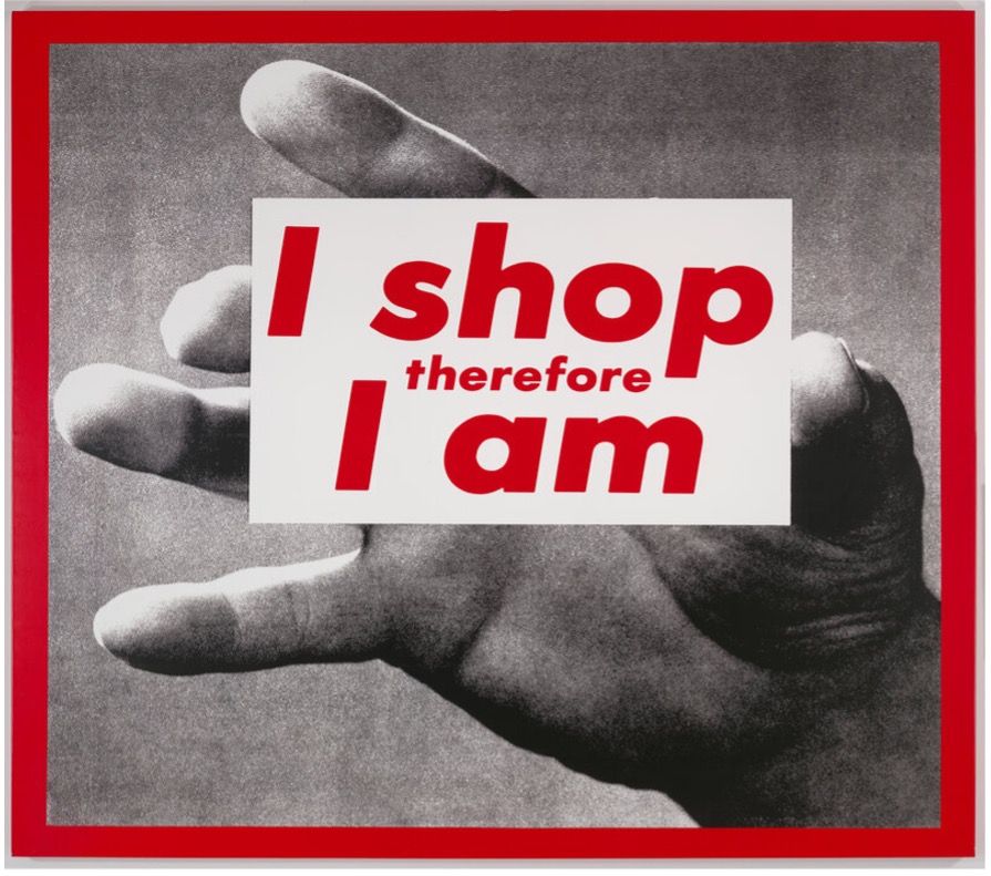 <p>Barbara Kruger - 1987</p><p>american artist</p><p>came out of a commercial art background</p><p>embedded throughout her works is text-based artwork and commercial style photography</p><ul><li><p>both shown in galleries but often just shown in the streets of New York where she lived</p></li><li><p>part of the commercial landscape of the city</p></li></ul>